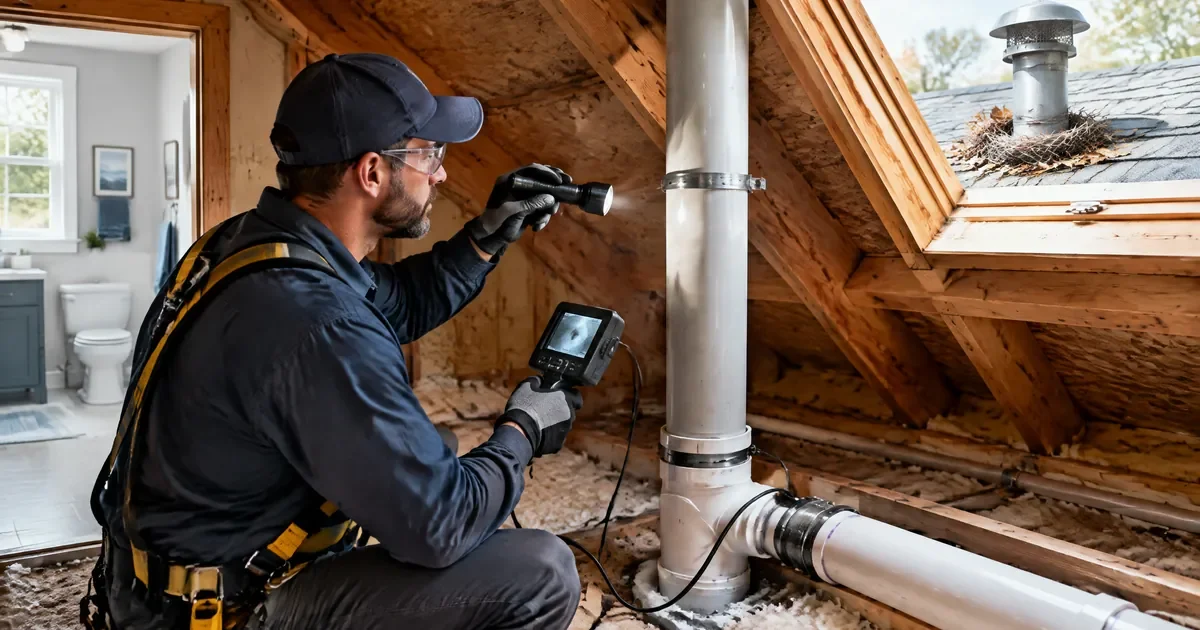 Clogged plumbing vent pipe opening on a home roof
